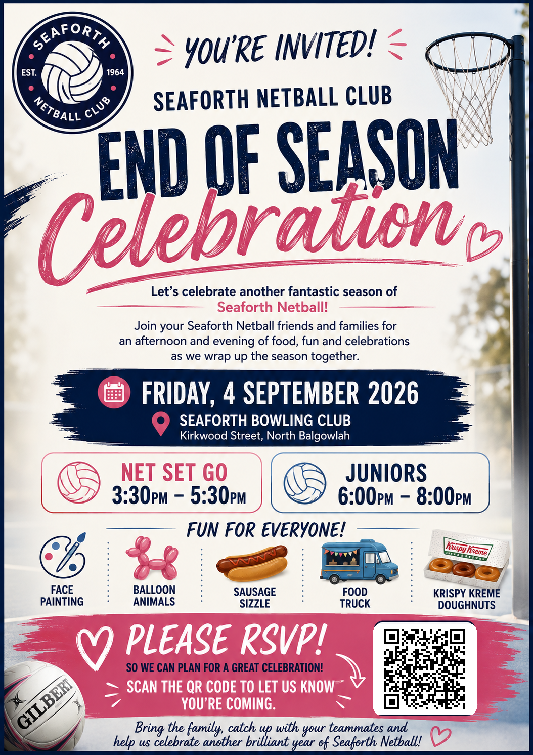 End of Season Celebration flyer — Friday 4 September 2026, Seaforth Bowling Club